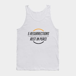 5 rez RIP | Overwatch Mercy | White | Black text Tank Top